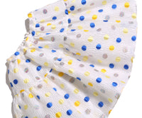 girls, skirt, polka dot, blue, yellow, white, full skirt, long skirt, detail