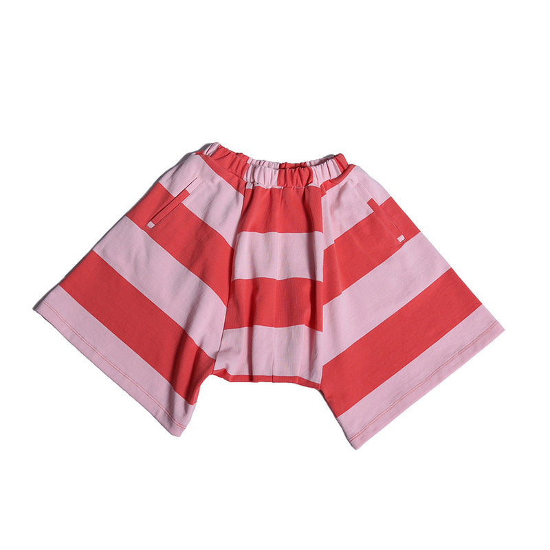 girls, shorts, skort, stripe, pink, red, coral, elastic waist