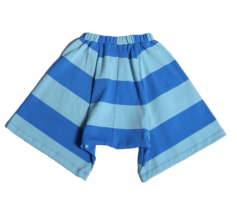 girls, shorts, skort, elastic waist, stripe, blue