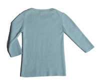 knit tops, unisex, girls, knitwear, green, foam, soft, cotton yarn, back, 3/4 sleeve