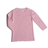 pink, 3/4 sleeve, crew neck, knit, top, unisex, girls, front