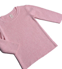 detail, pink, 3/4 sleeve, crew neck, knit, top, unisex, girls, 